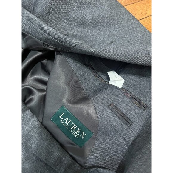 Lauren Ralph Lauren Mens Blazer Sz 40R Solid Gray Wool 2 Button Sport Coat - Picture 3 of 5